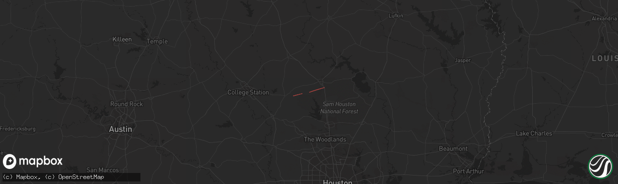 Hail map in Richards, TX on February 11, 2024