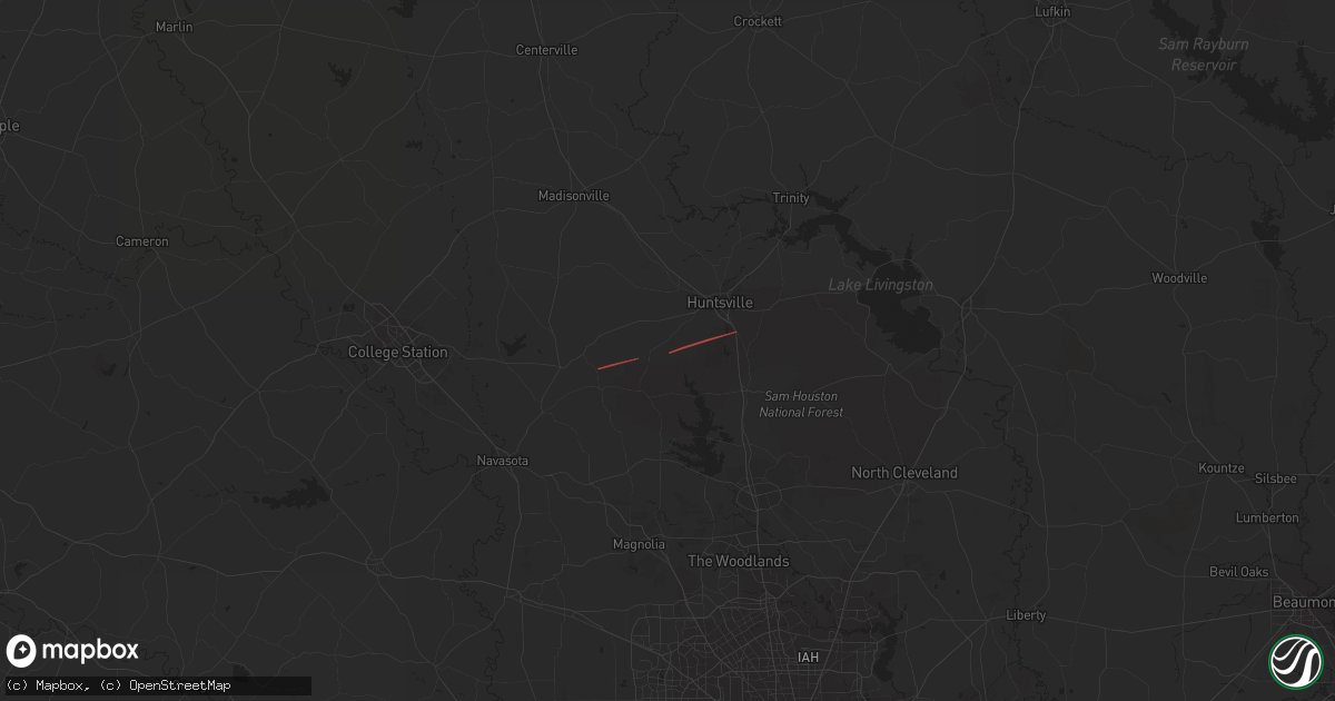 Hail map in Richards, TX on February 11, 2024