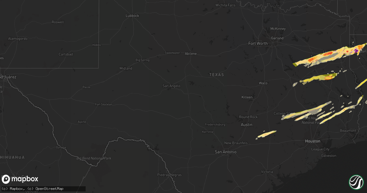 Hail map in Texas on February 11, 2024