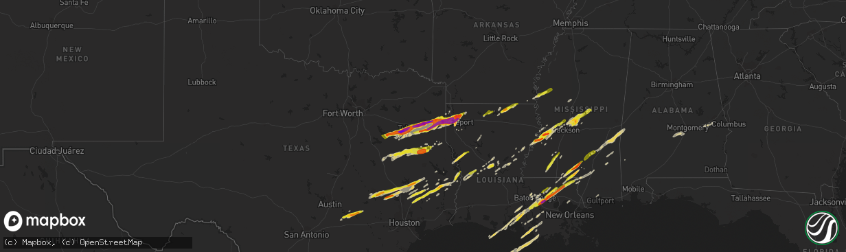 Hail map on February 11, 2024