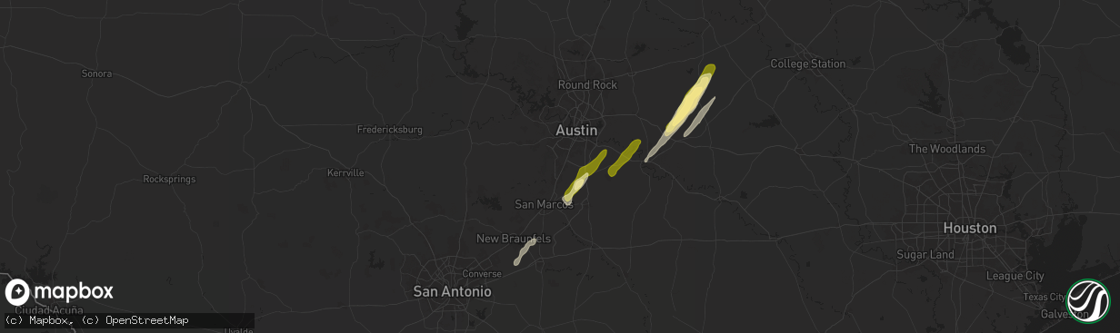 Hail map in Buda, TX on February 11, 2025