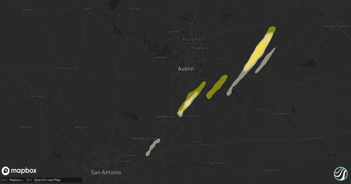 Hail map in Buda, TX on February 11, 2025