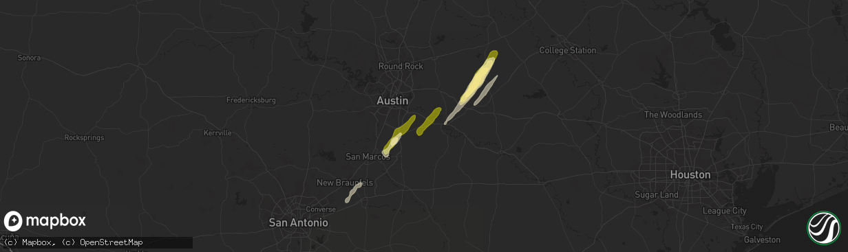 Hail map in Cedar Creek, TX on February 11, 2025