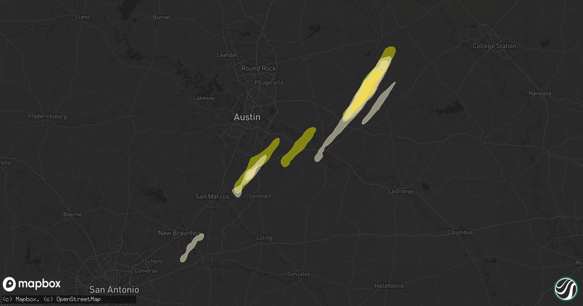 Hail map in Cedar Creek, TX on February 11, 2025