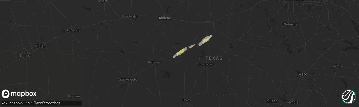 Hail map in Coleman, TX on February 11, 2025