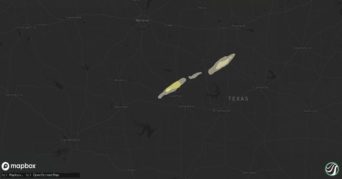 Hail map in Coleman, TX on February 11, 2025