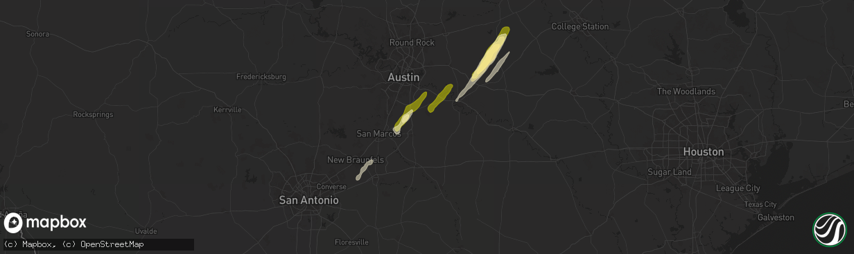 Hail map in Dale, TX on February 11, 2025