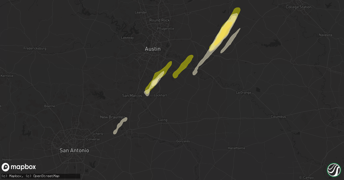 Hail map in Dale, TX on February 11, 2025