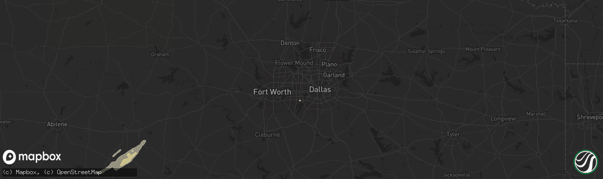 Hail map in Grand Prairie, TX on February 11, 2025