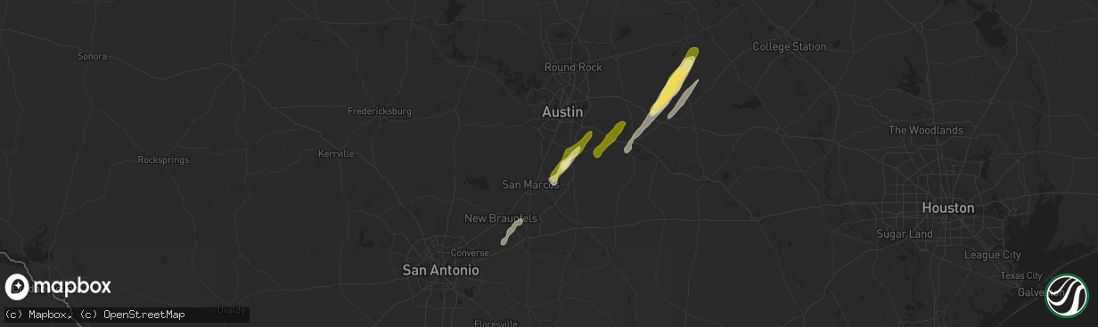 Hail map in Kyle, TX on February 11, 2025