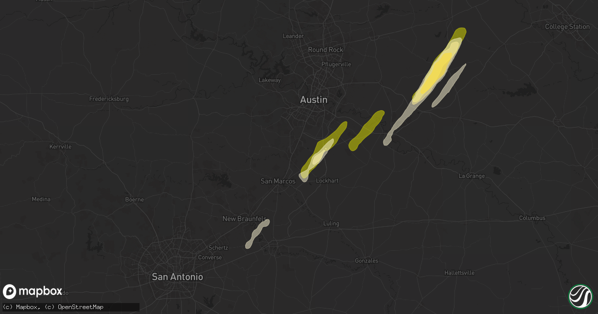 Hail map in Kyle, TX on February 11, 2025