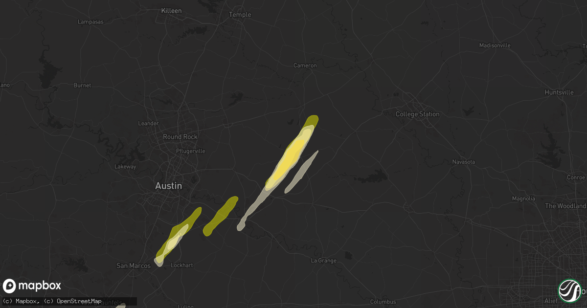 Hail map in Lexington, TX on February 11, 2025