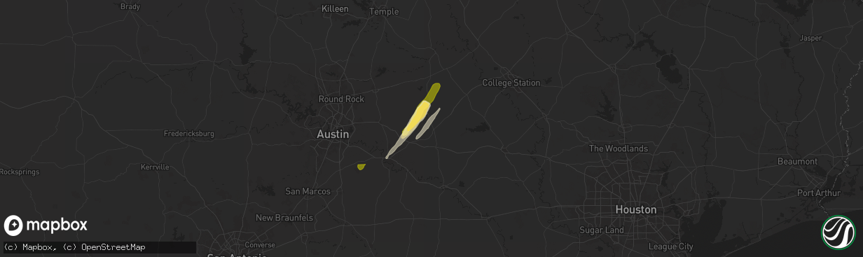 Hail map in Lincoln, TX on February 11, 2025