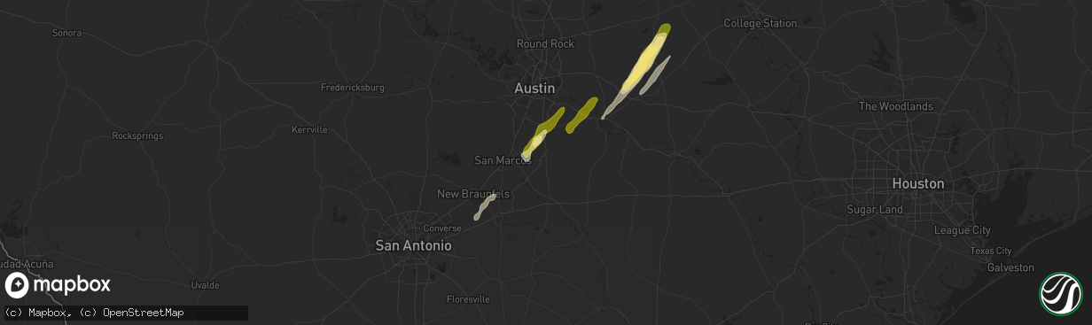 Hail map in Lockhart, TX on February 11, 2025