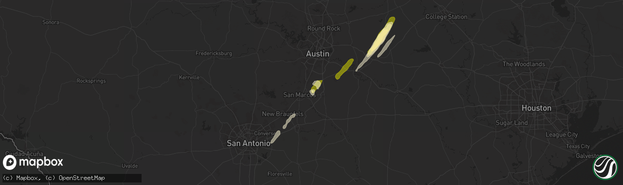 Hail map in Maxwell, TX on February 11, 2025