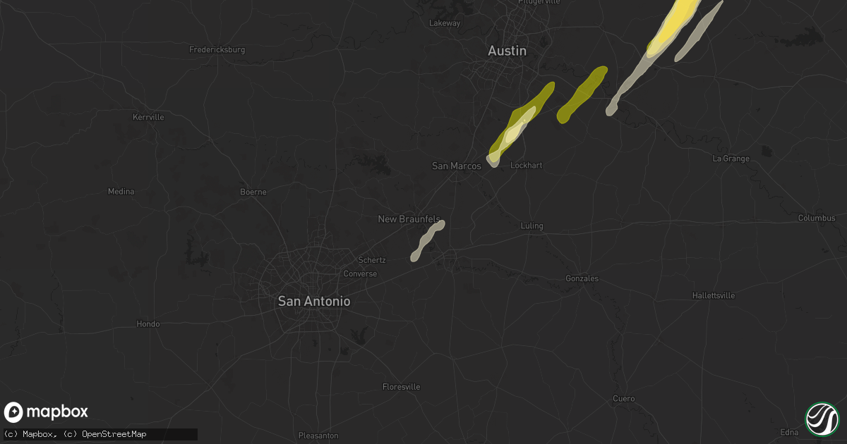 Hail map in New Braunfels, TX on February 11, 2025