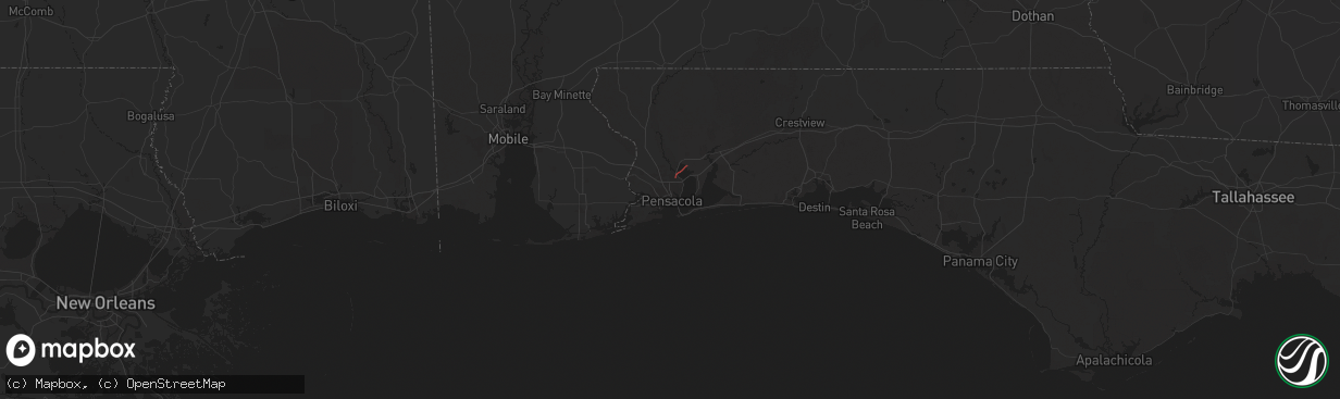 Hail map in Pensacola, FL on February 11, 2025