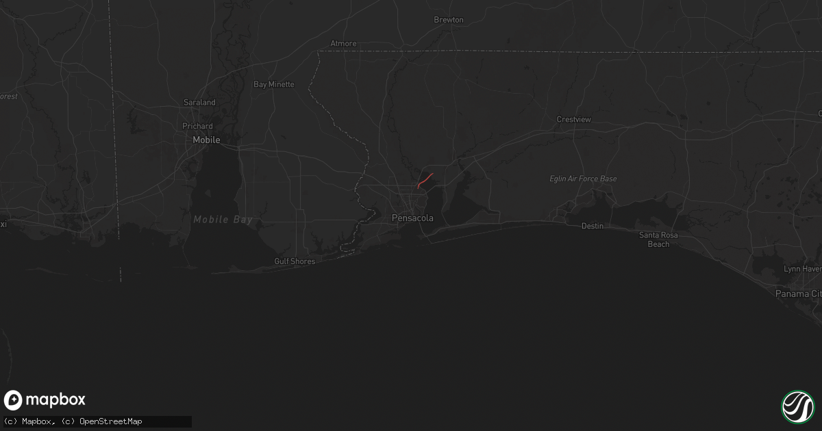 Hail map in Pensacola, FL on February 11, 2025