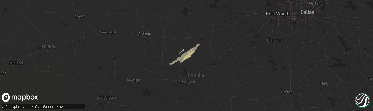 Hail map in Rising Star, TX on February 11, 2025