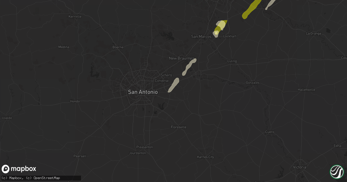 Hail map in Saint Hedwig, TX on February 11, 2025