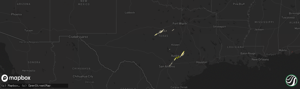 Hail map in Texas on February 11, 2025