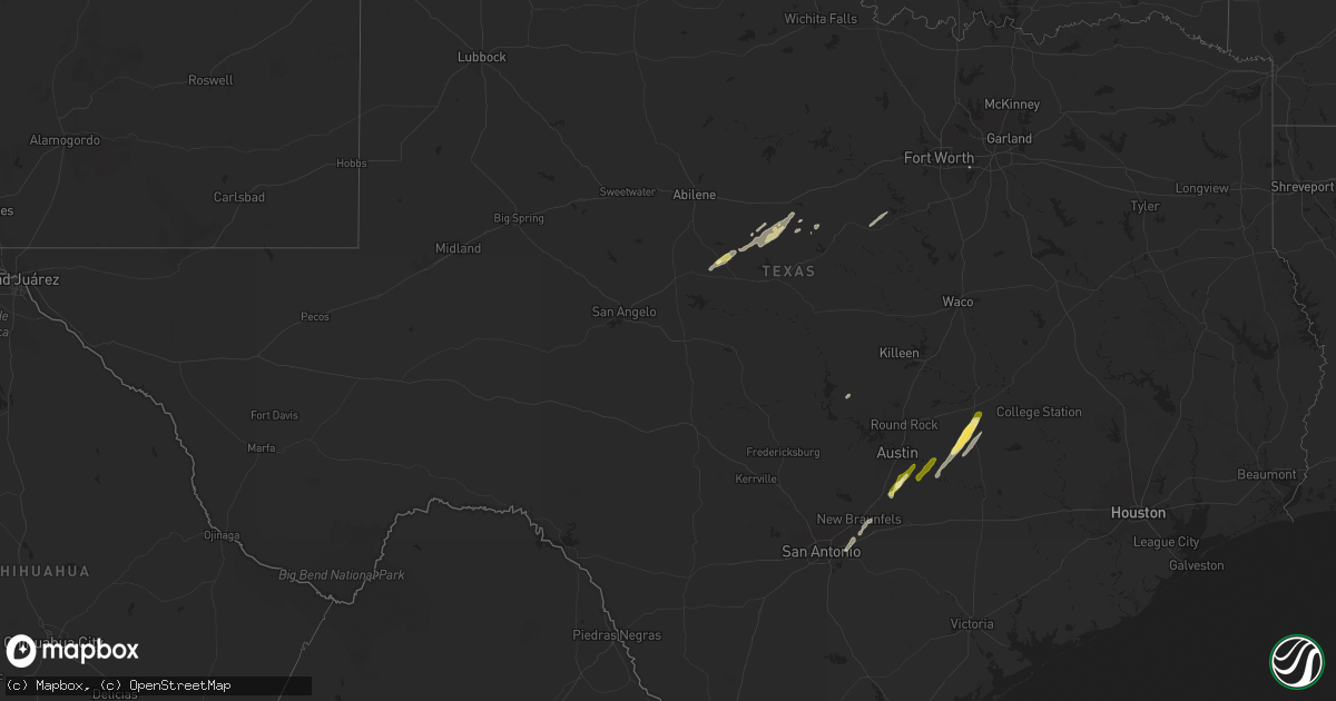 Hail map in Texas on February 11, 2025