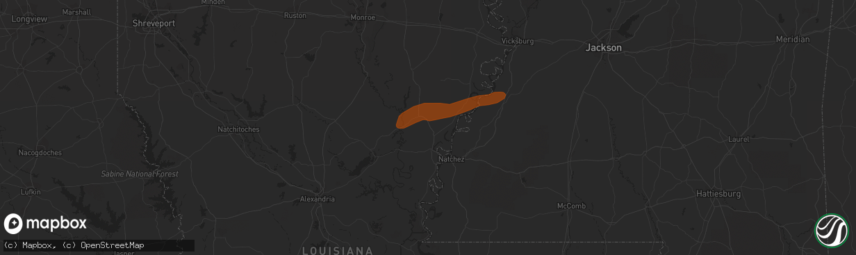 Hail map in Clayton, LA on February 12, 2013