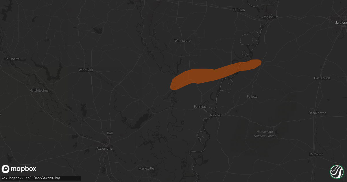 Hail map in Harrisonburg, LA on February 12, 2013