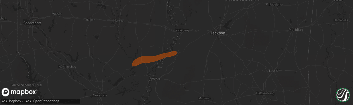 Hail map in Port Gibson, MS on February 12, 2013