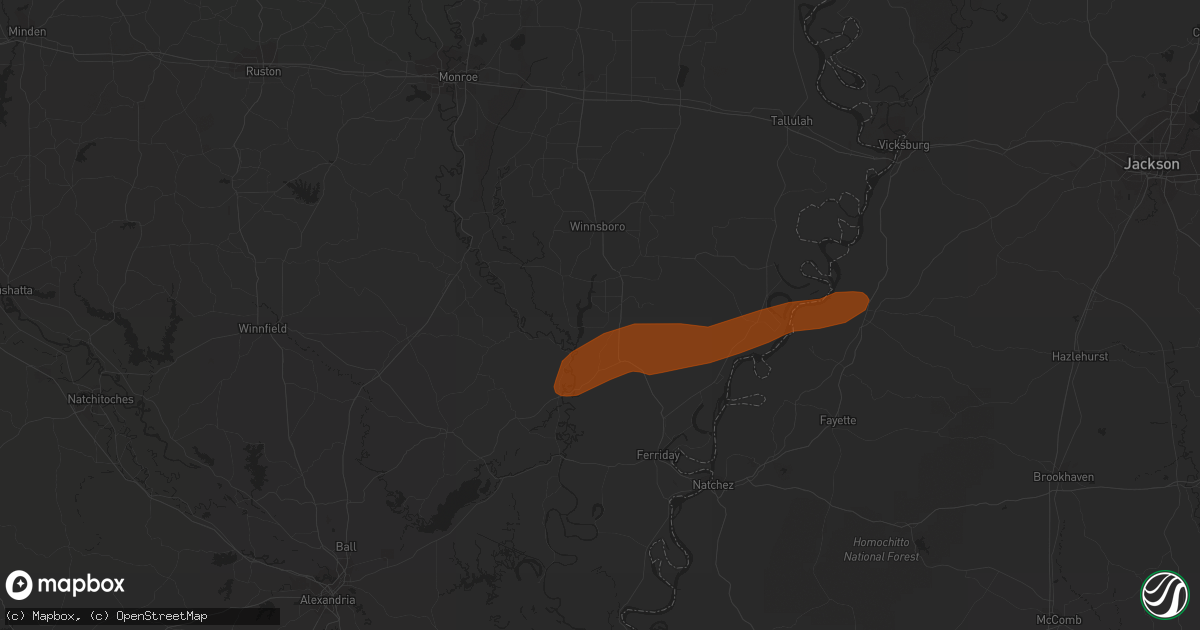 Hail map in Wisner, LA on February 12, 2013