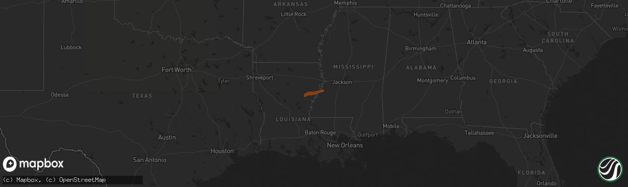 Hail map on February 12, 2013