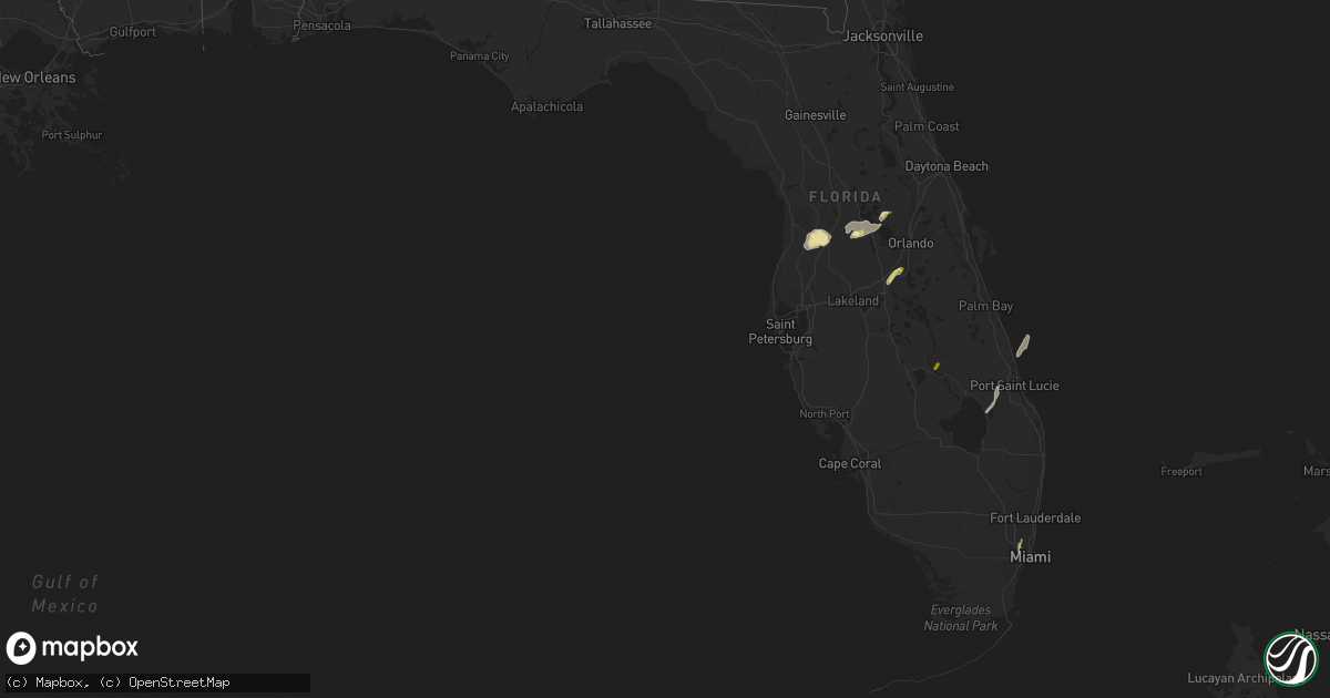 Hail map in Florida on February 12, 2014