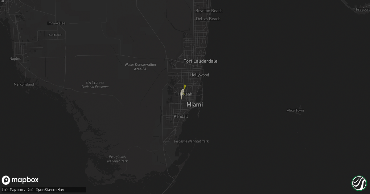 Hail map in Hialeah, FL on February 12, 2014