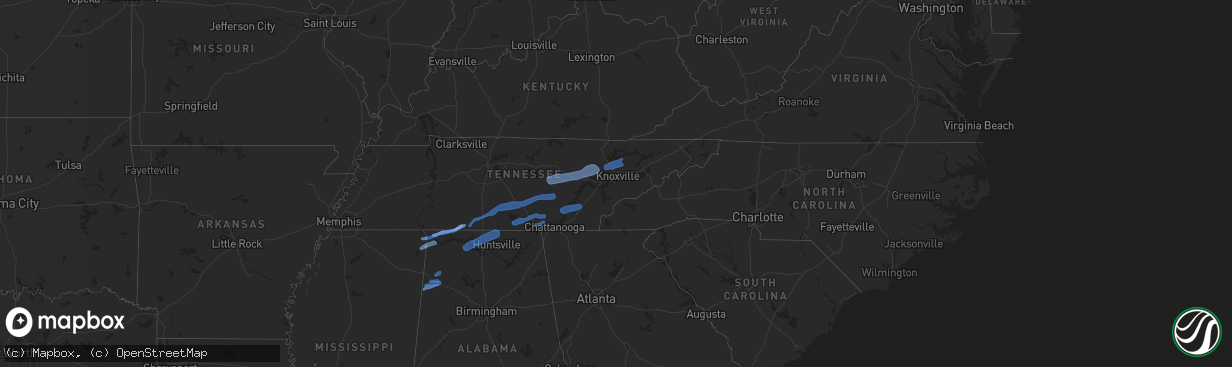 Hail map on February 12, 2020