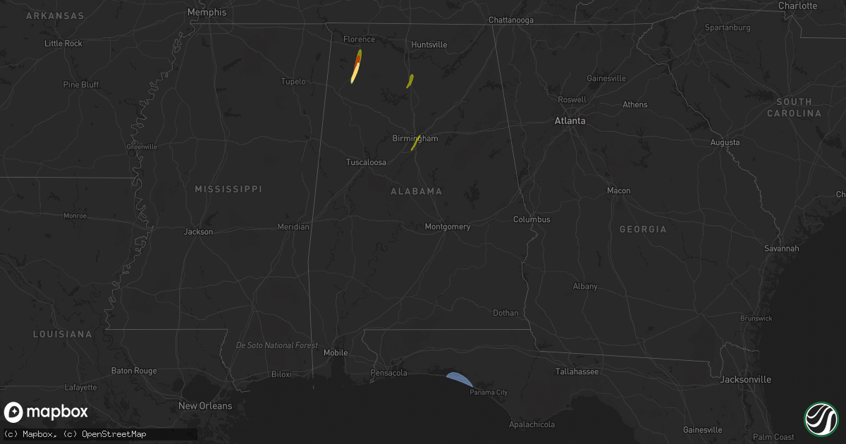 Hail map in Alabama on February 12, 2024