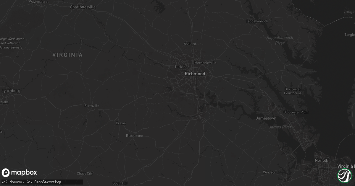 Hail map in Chesterfield, VA on February 12, 2024