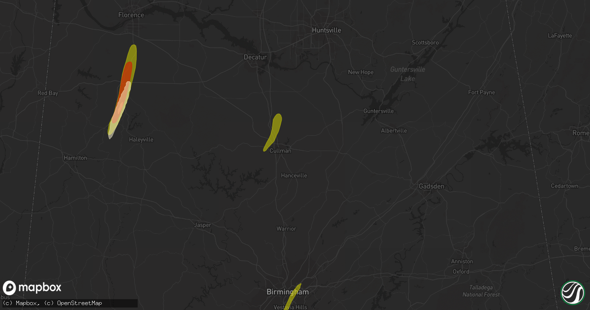 Hail map in Cullman, AL on February 12, 2024