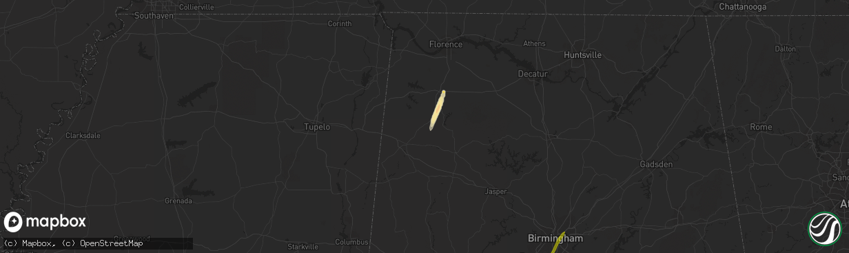 Hail map in Hackleburg, AL on February 12, 2024