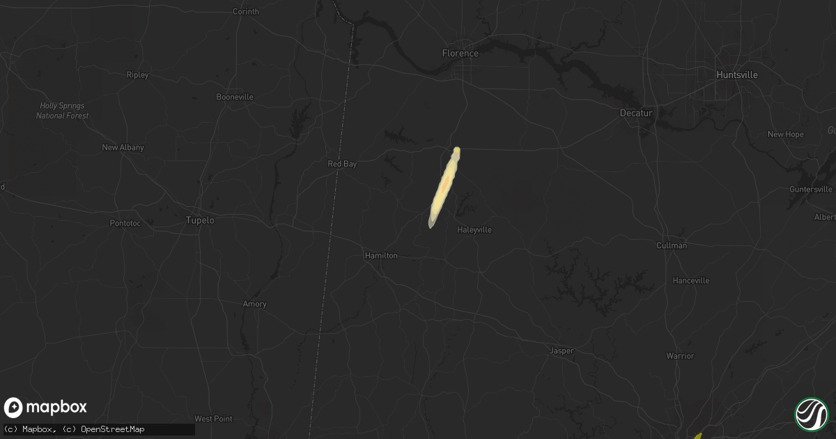Hail map in Hackleburg, AL on February 12, 2024