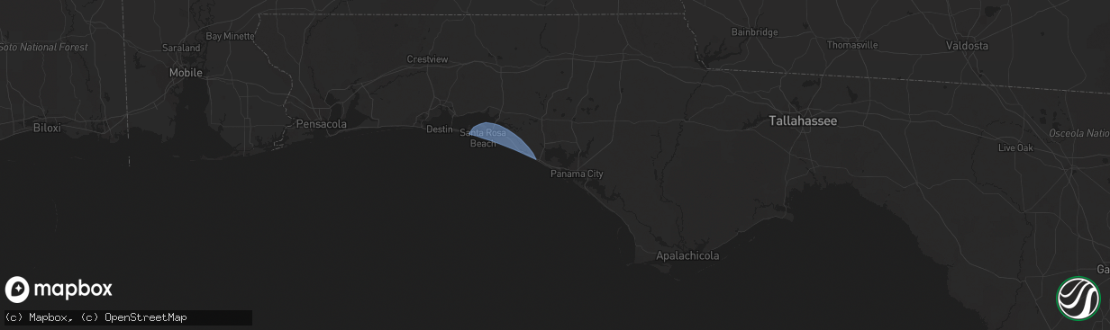 Hail map in Panama City Beach, FL on February 12, 2024