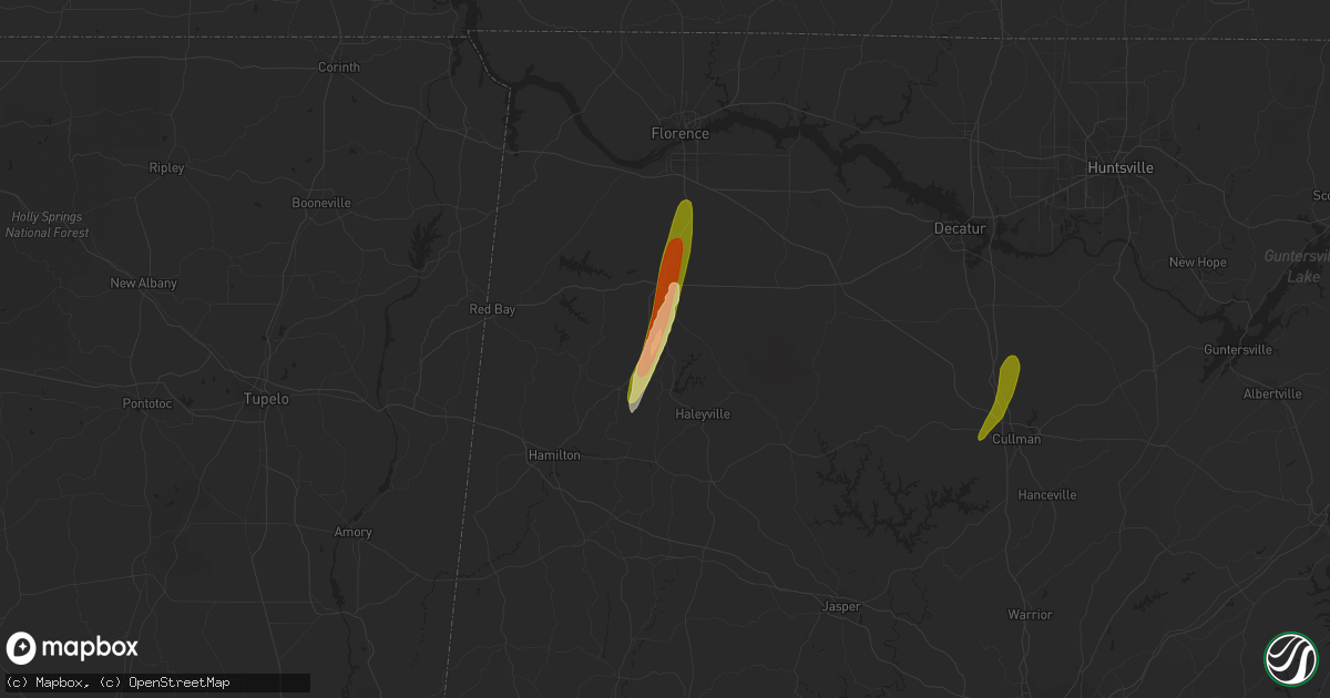 Hail map in Phil Campbell, AL on February 12, 2024