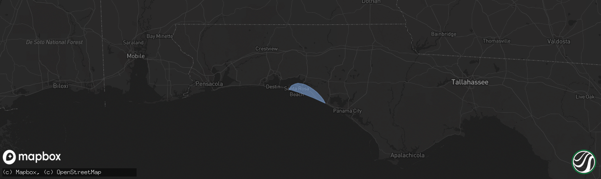 Hail map in Santa Rosa Beach, FL on February 12, 2024
