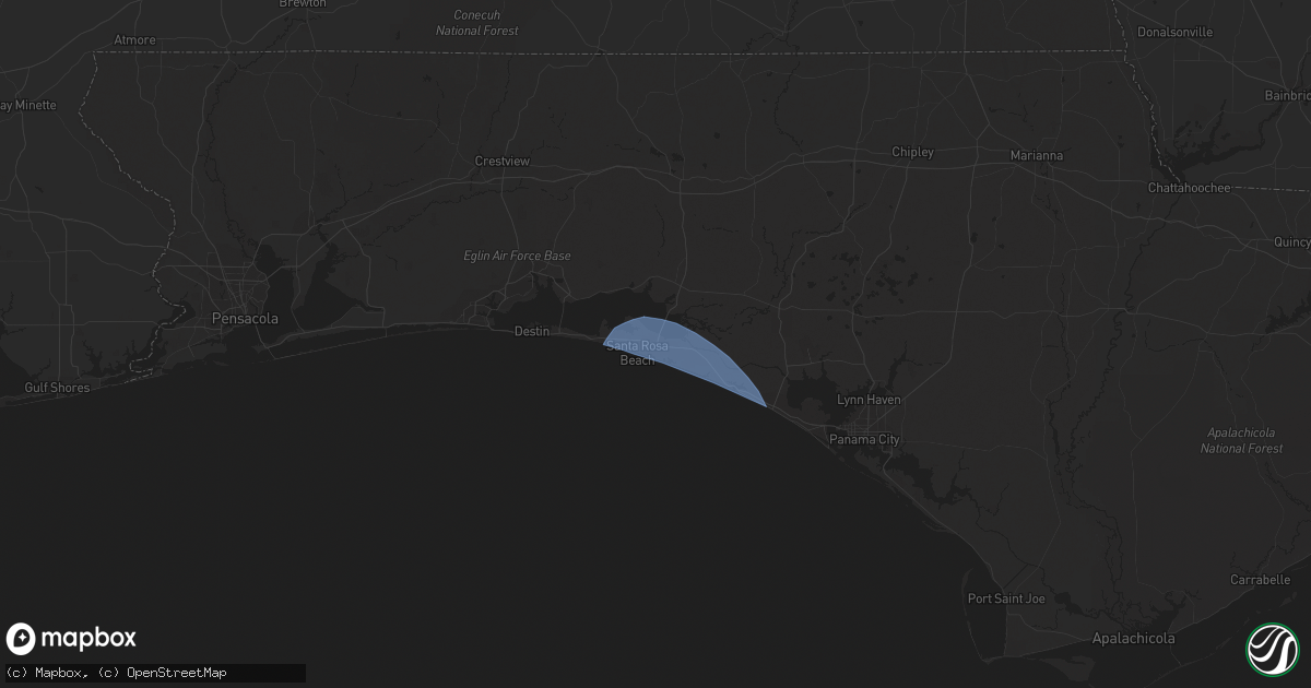 Hail map in Santa Rosa Beach, FL on February 12, 2024