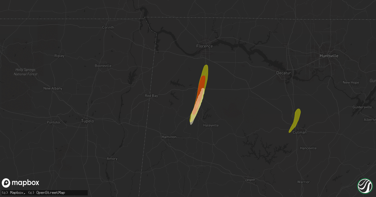 Hail map in Spruce Pine, AL on February 12, 2024
