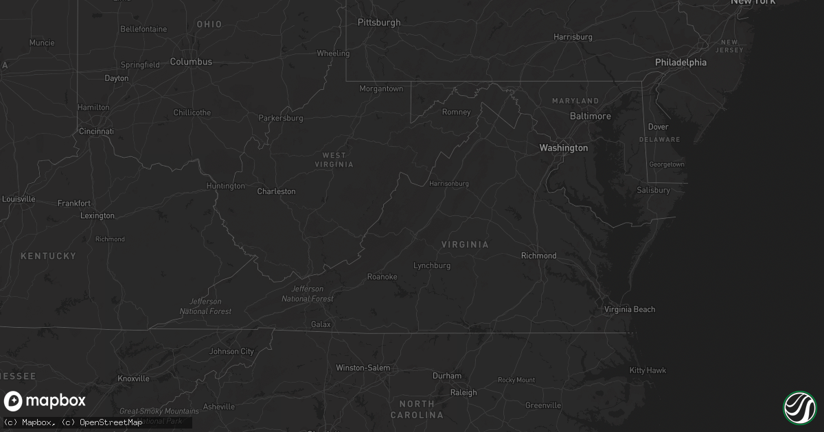 Hail map in Virginia on February 12, 2024