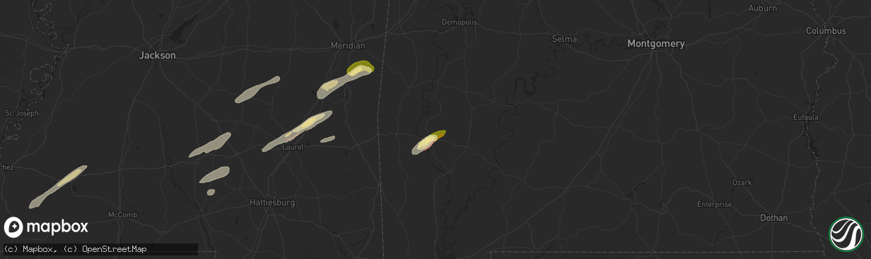 Hail map in Coffeeville, AL on February 12, 2025