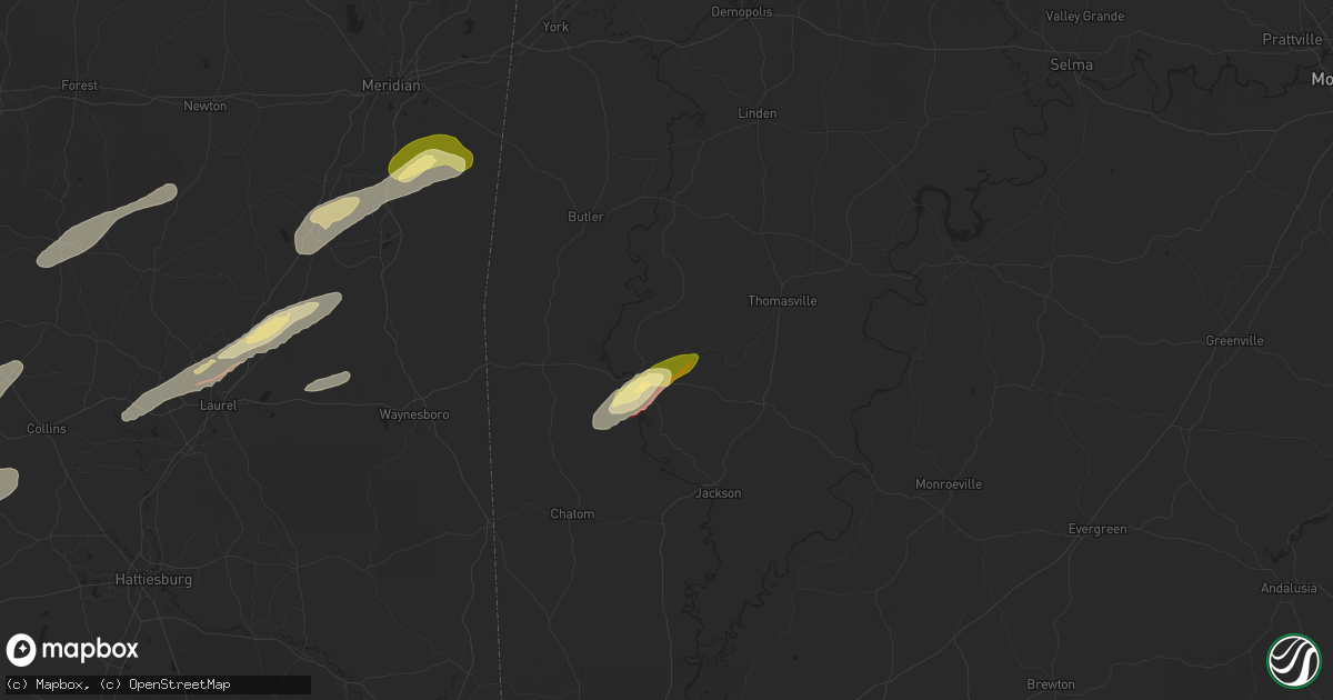 Hail map in Coffeeville, AL on February 12, 2025