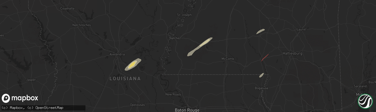 Hail map in Crosby, MS on February 12, 2025