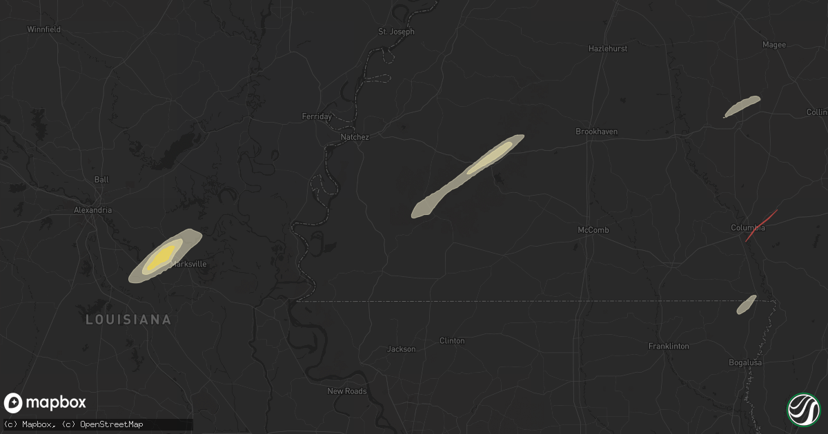 Hail map in Crosby, MS on February 12, 2025