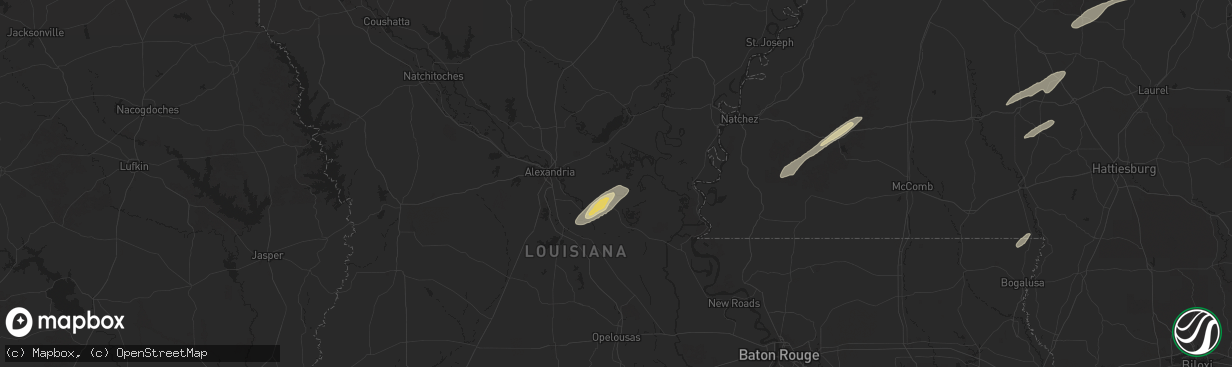 Hail map in Effie, LA on February 12, 2025